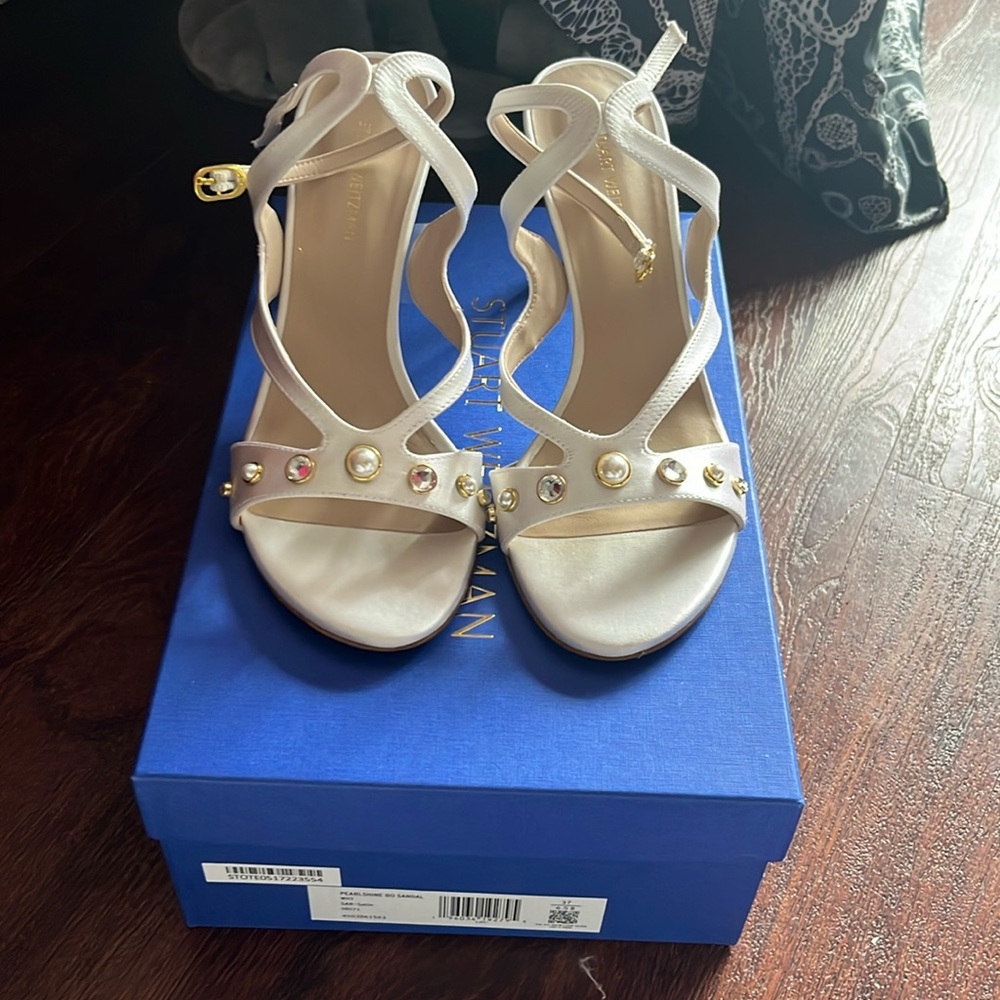Stuart Weitzman white bridal shoes